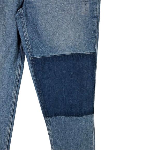 Free Assembly Super High Rise Straight Womens Jeans Patchwork Distressed Frayed - Picture 3 of 9